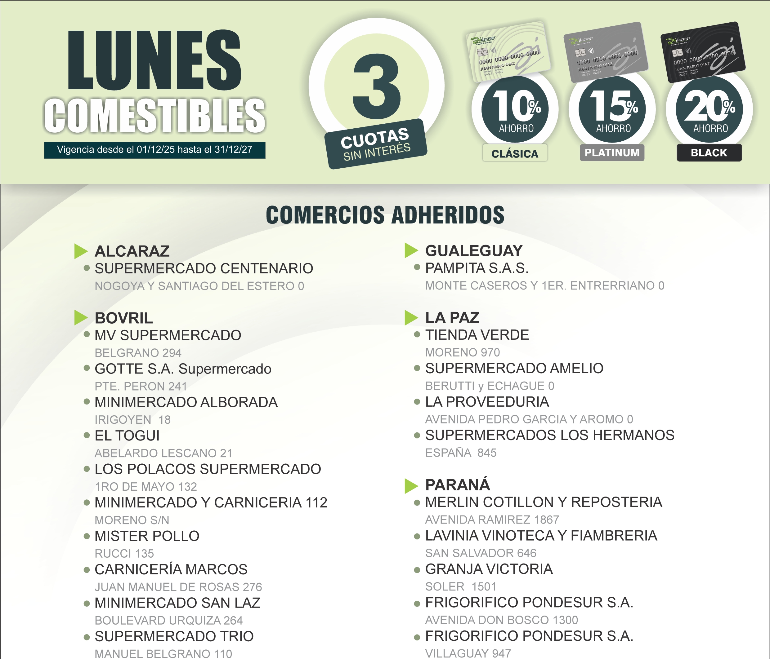 Promoción lunes supermercados