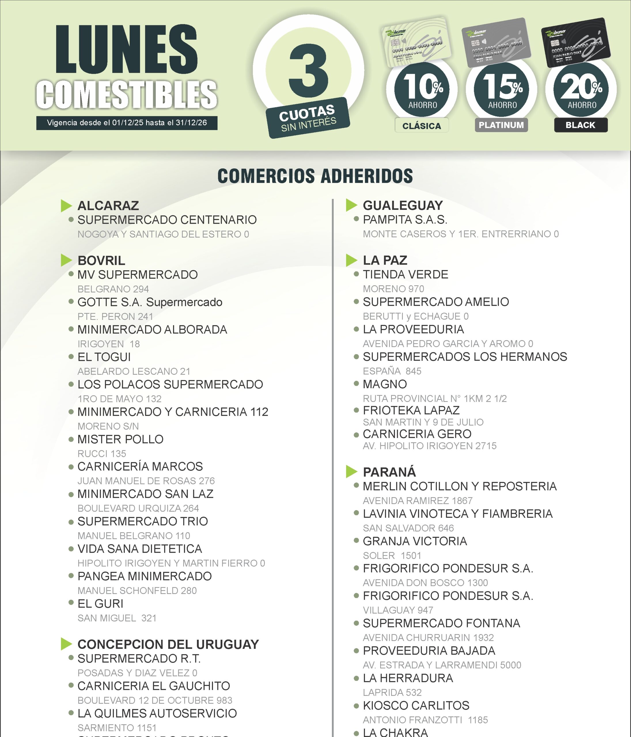 Promoción lunes supermercados